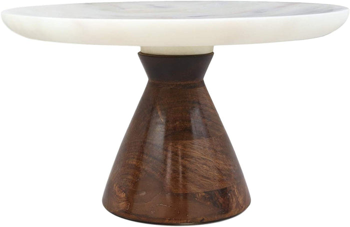 Ebros 11"Wide White Banswara Marble Round Top Serving Plate Or Dish Platter