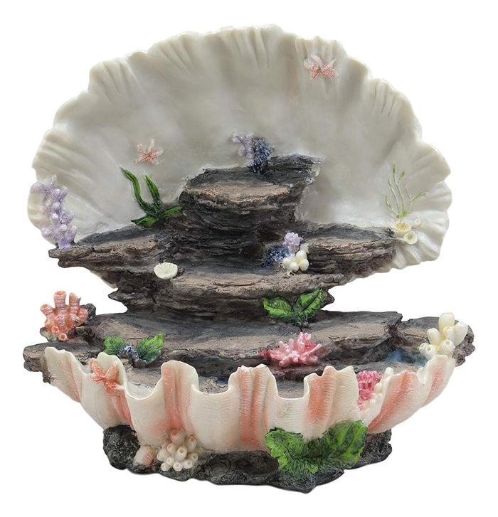 Ebros 12.25" Wide Colorful Nautical Ocean Giant Clam Shell Of The Coral Reefs Display Stand With 12 Miniature Mermaids Figurine Set Fantasy Mermaid Mergirls