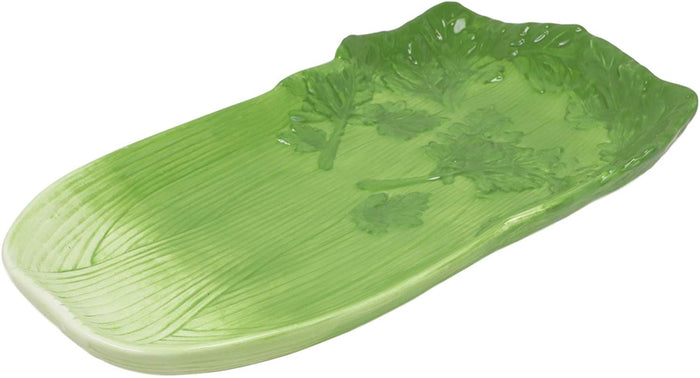 Ebros 12.5" Long Ceramic Celery Shaped Serving Plate Or Dish Platter SET OF 3