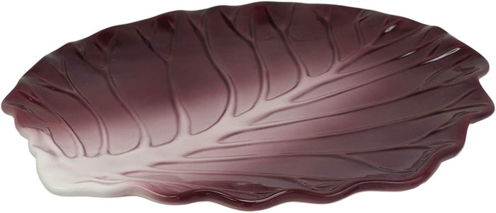 Ebros 12"W Ceramic Red Lettuce Shaped Serving Plate Or Dish Platter (SET OF 3)