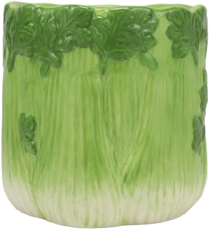Ebros 4" Tall Ceramic Hearty Vegetable Celery Bunch Dish Bowl Holder Container