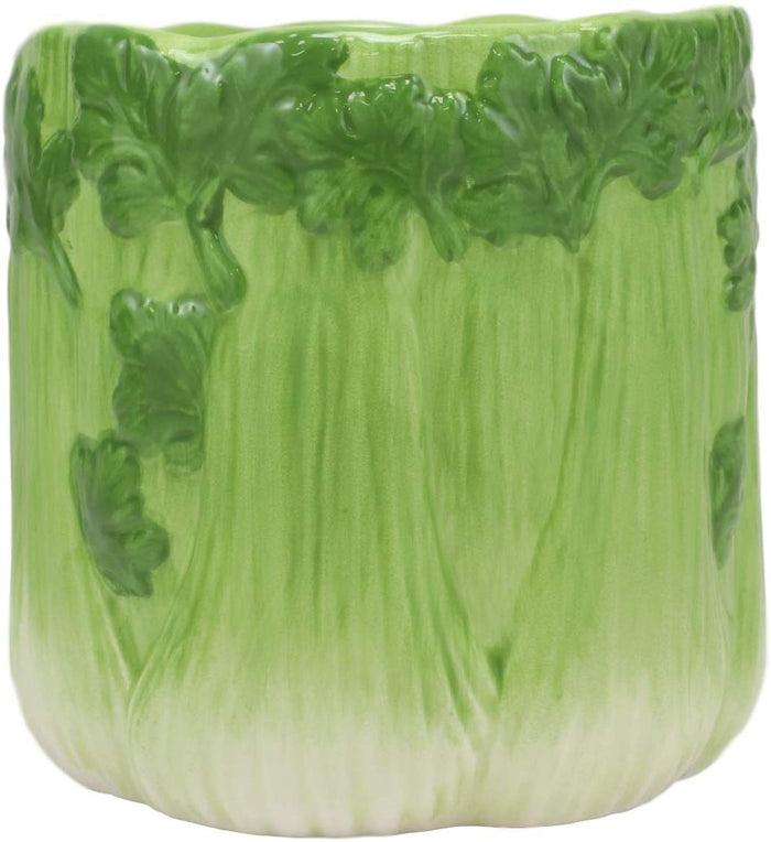 Ebros 4" Tall Ceramic Hearty Vegetable Celery Bunch Dish Bowl Holder Container