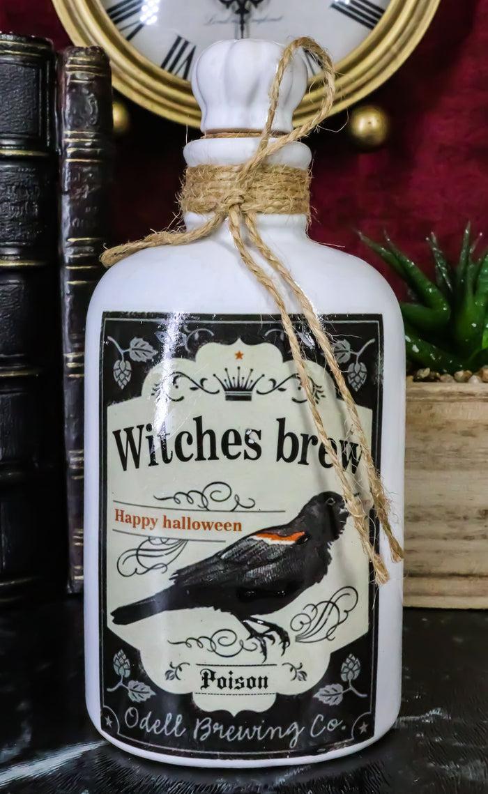 Ebros 5.5"H Ceramic Mad Doctor Small Container W/ Cork Lid (Witches Brew Raven)