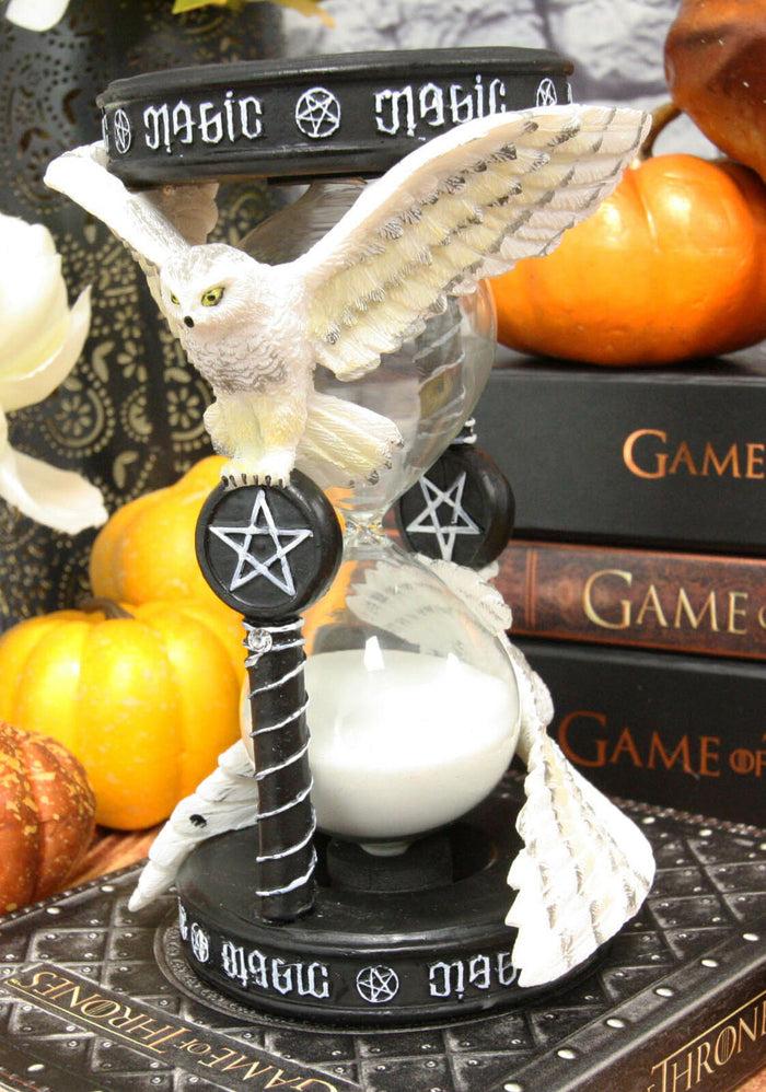 Ebros 7" Tall Awaken Your Magic Pentagram Snowy Owl Sand Timer by Anne Stokes