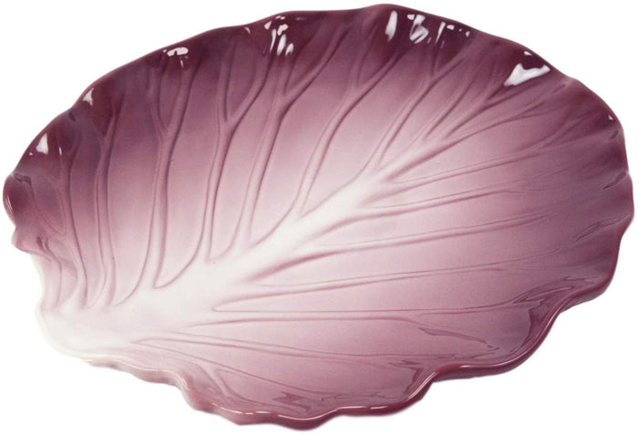 Ebros 9.25" Wide Red Cabbage Leaf Shaped Serving Plate Or Dish Platter (1)