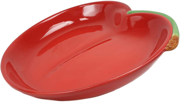 Ebros 9.5" Long Ceramic Luscious Cherry Shaped Serving Plate Or Dish Platter