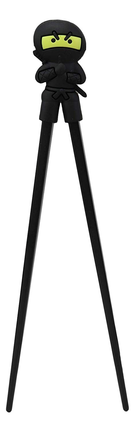 Ebros Black Ninja Reusable Training Chopsticks Set With Silicone Helper Hinge