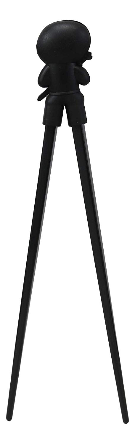 Ebros Black Ninja Reusable Training Chopsticks Set With Silicone Helper Hinge