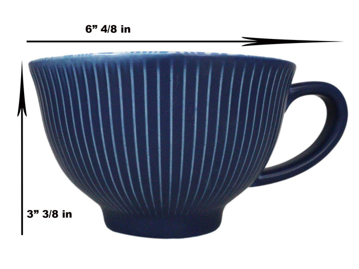 Ebros Blue Vintage Victorian Botanic Floral Design Large Porcelain 19oz 5.25" Diameter Mug Cup With Handle (Palm Leaves 1)