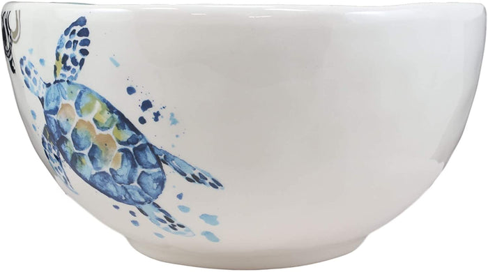 Ebros Blue & White Sea Turtle Ceramic Dinnerware (Large Serving Bowl 95oz 2)