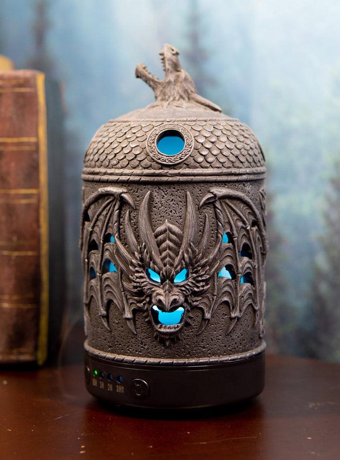 Ebros Celtic Knotwork Winged Dragon Skull Oil Diffuser With Colorful LED Lights