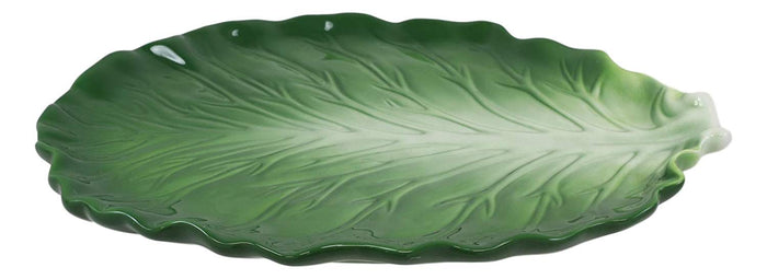 Ebros Ceramic Iceberg Lettuce Leaf Serving Platter Dinner Plate Vegetable Accent Dish 10.75"Wide For Salads Veggies Fruits Entrees Kitchen Dining Essentials Accessory (1)