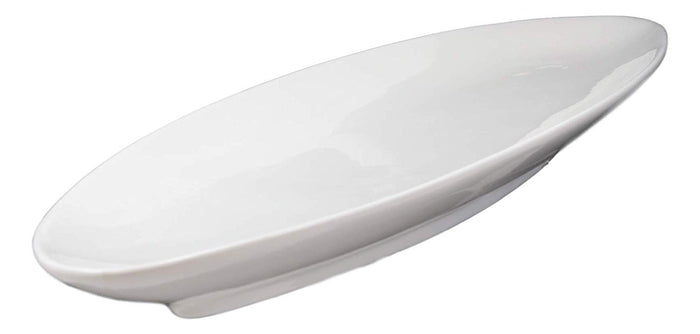 Ebros Contemporary Sleek Design Natural White Porcelain Large Oval Plates Serving Platters (SET OF 2 20"Long)
