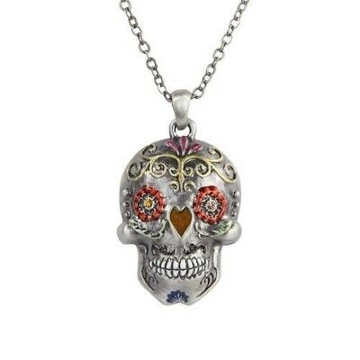 Ebros Day Of The Dead Flower Sugar Skulls Necklace Jewelry