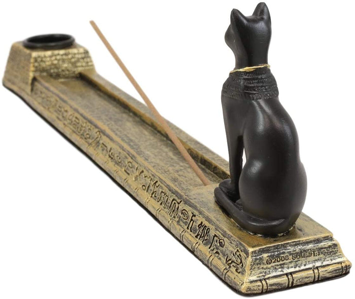 Ebros Egyptian Bastet Cat Deity Incense Stick And Cone Burner Holder 10.5"Long