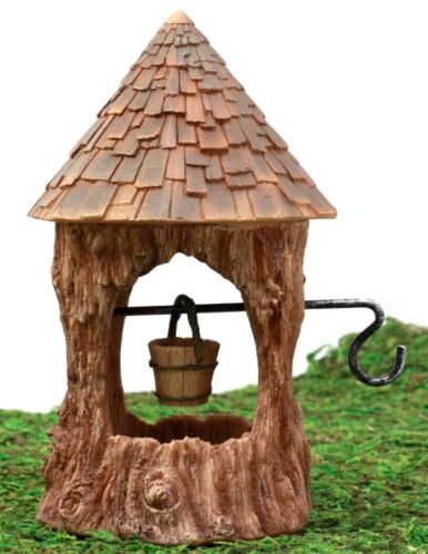 Ebros Fairy Garden Miniature Tee Bark Fairy Wishing Well Figurine 6.5"H