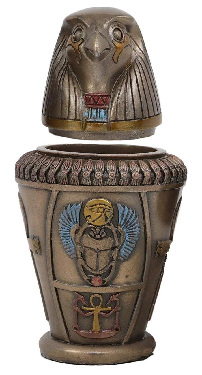 Ebros Four Sons Of Horus Duamutef Hapi Imsety Qebehsenuef Canopic Jar Statue Set 5.75" H