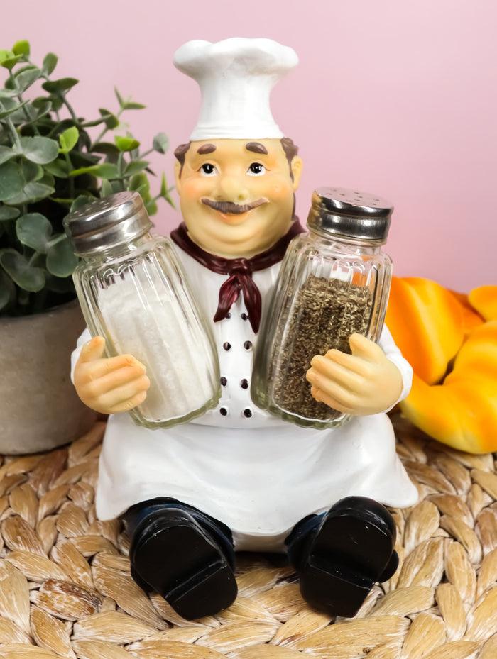 Ebros French Bistro Chef Jean Seasons And Spice Salt Pepper Shaker Holder Set
