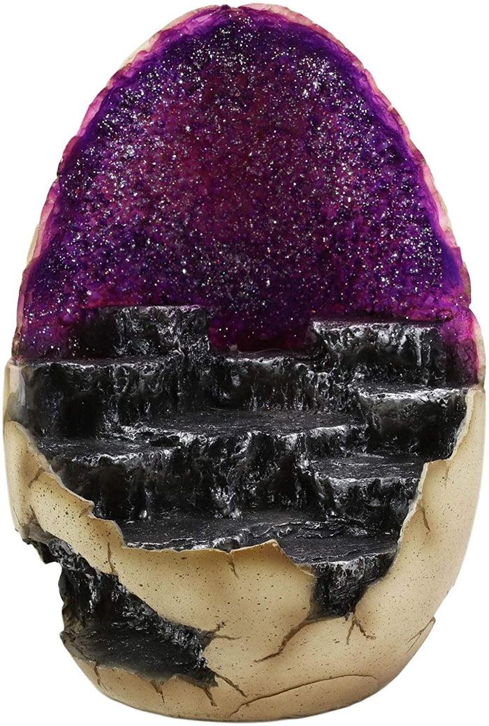 Ebros Geode Dragon Egg LED Light Display Stand With 12 Baby Dragons Figurine Set