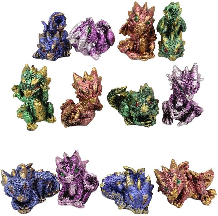 Ebros Geode Dragon Egg LED Light Display Stand With 12 Baby Dragons Figurine Set