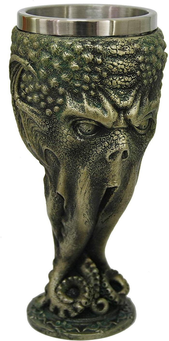 Ebros Gift 7 Inch High Cthulhu Goblet Resin Figurine Stainless Steel Insert
