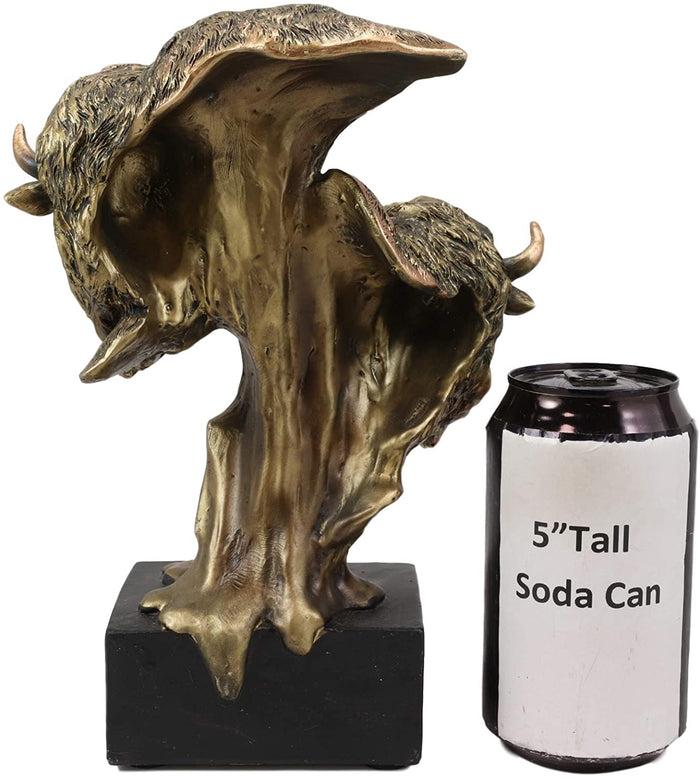 Ebros Gift 9" Tall Wild Bison And Calf Head Bust Figurine With Black Pedestal