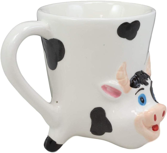 Ebros Gift Bottoms Up Acrobatic Holstein Cow Coffee Mug Drink Cup 11oz Decor