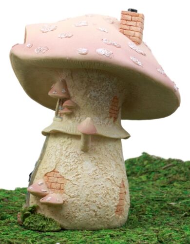 Ebros Gift Enchanted Fairy Garden Miniature Pink Mushroom House Figurine 7.5"H Do It Yourself Ideas For Your Home