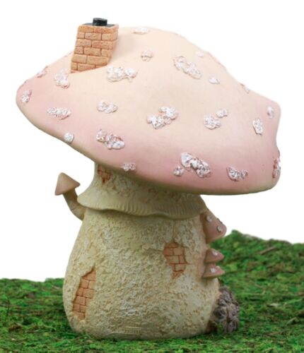 Ebros Gift Enchanted Fairy Garden Miniature Pink Mushroom House Figurine 7.5"H Do It Yourself Ideas For Your Home