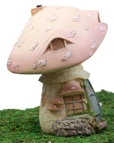 Ebros Gift Enchanted Fairy Garden Miniature Pink Mushroom House Figurine 7.5"H Do It Yourself Ideas For Your Home