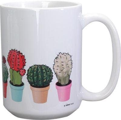 Ebros Gift Rainbow Cactus Mug Ceramic Coffee Mug 15 Ounces Capacity 4.5"H