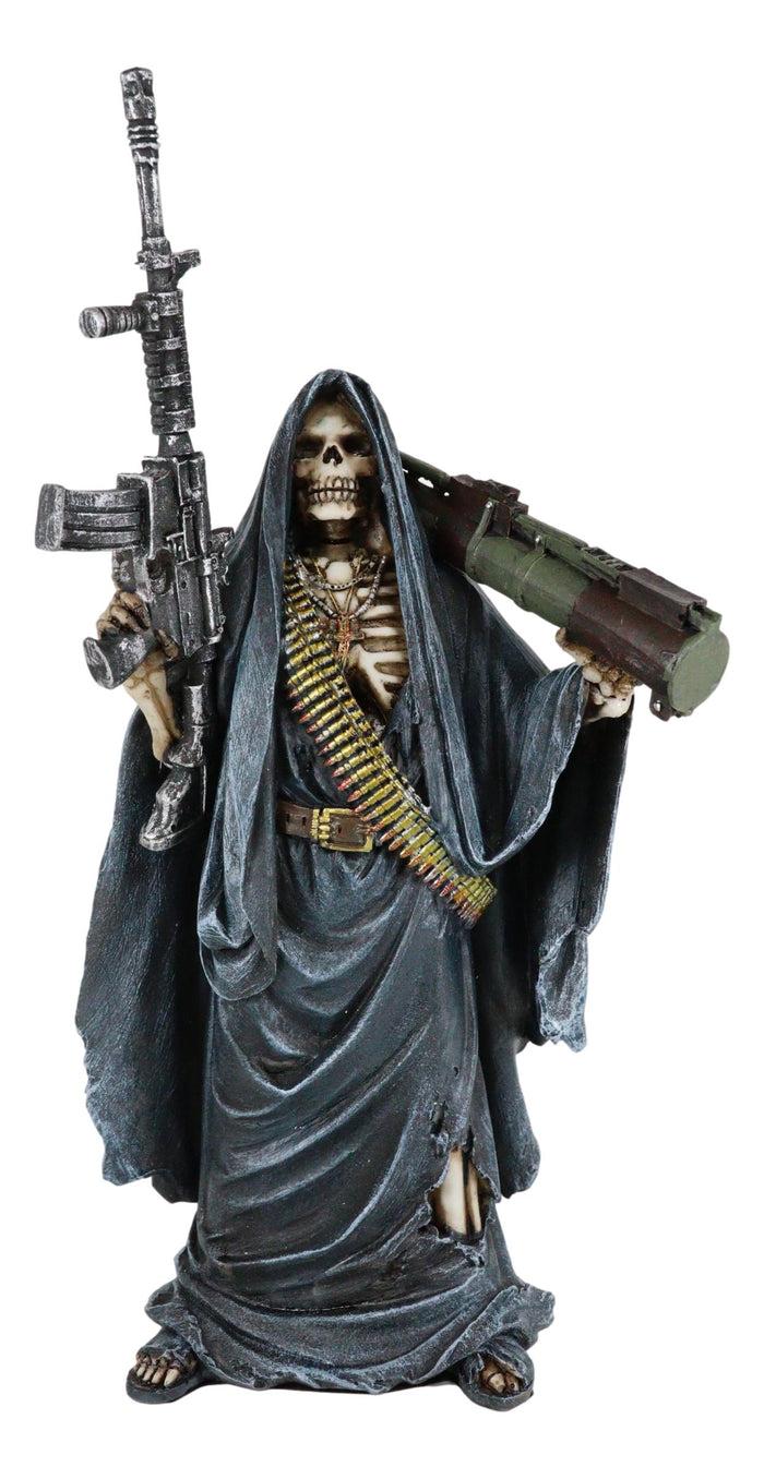 Ebros Gothic Grim Reaper Skeleton Rambo Assassin With Rifle And Bazooka Figurine