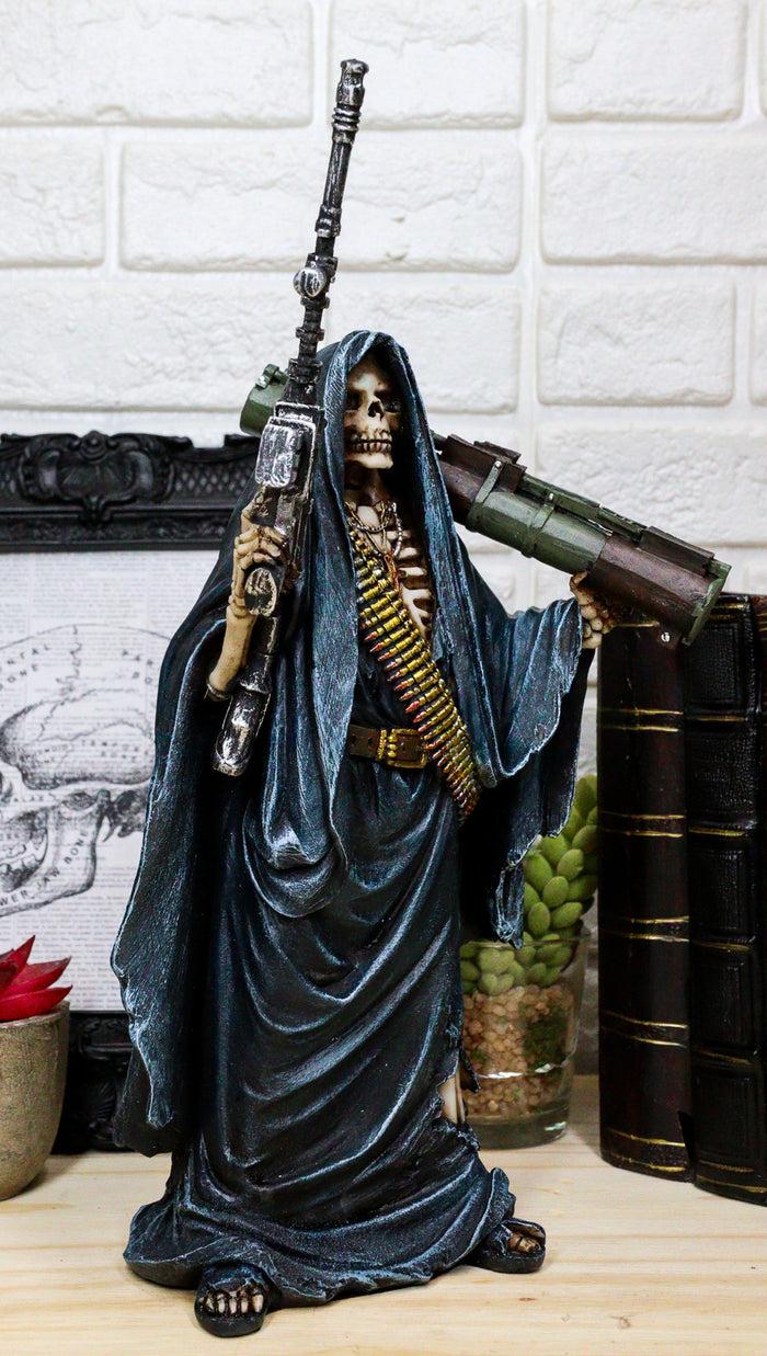 Ebros Gothic Grim Reaper Skeleton Rambo Assassin With Rifle And Bazooka Figurine