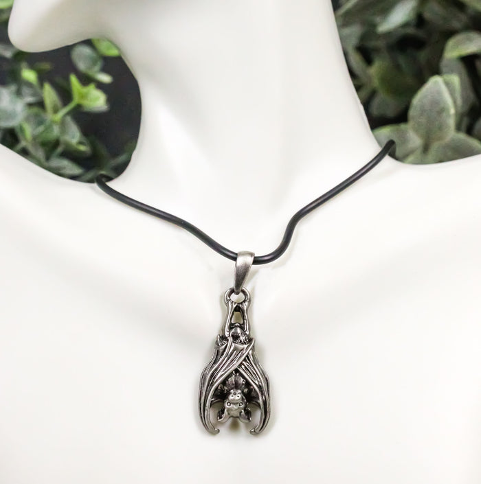Ebros Gothic Sleeping Vampire Bat Pendant Pewter Necklace Fantasy Terror Creature Of Darkness Jewelry Accessory