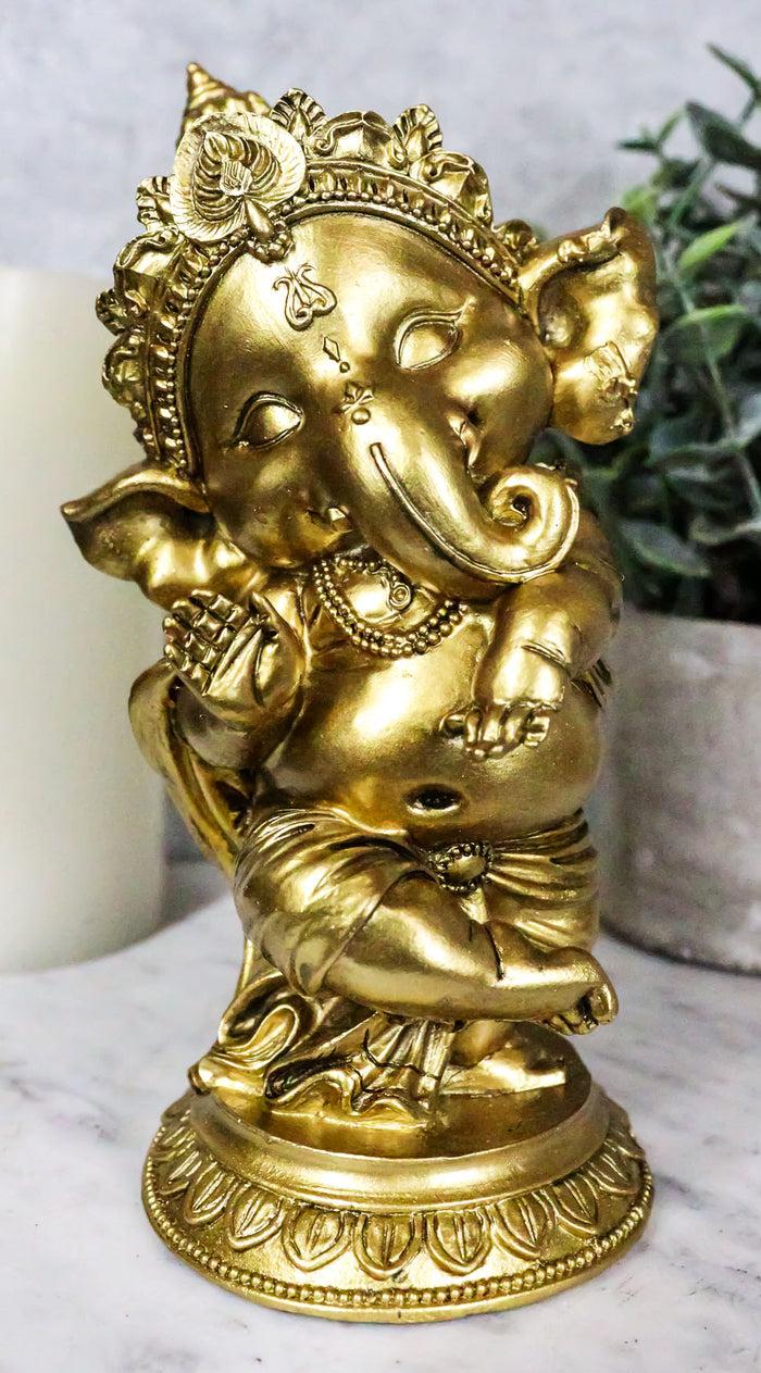 Ebros Hindu Elephant God Ritual Dancing Ganesha Golden Statue 6" H Deity Of Arts Wisdom And Knowledge Decor Figurine (Dancing Ganesh)