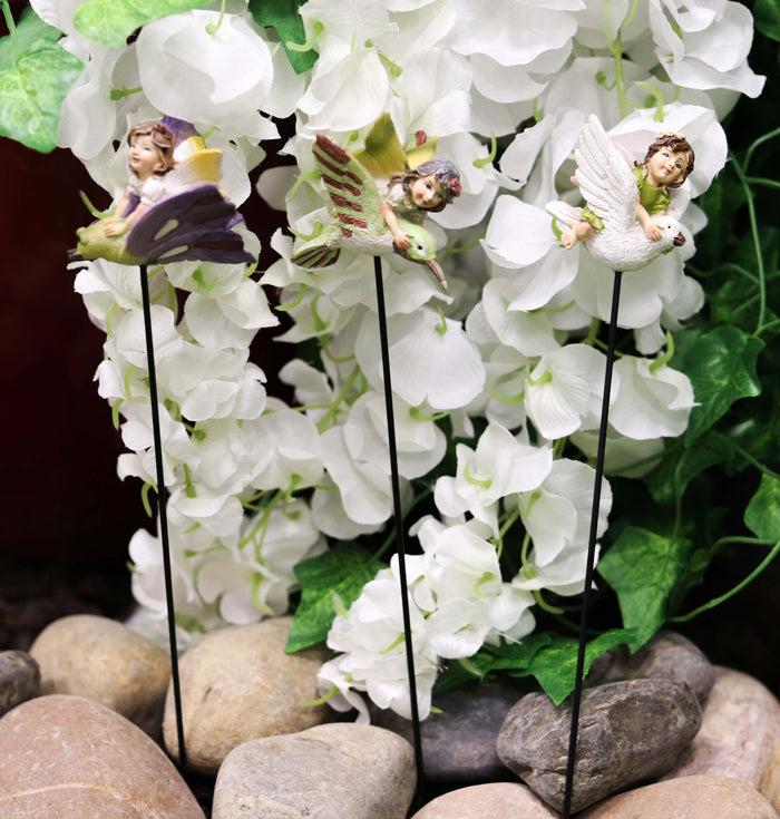 Ebros Mini Fairy Garden Fairies Stakes Set of 3 Mini Garden