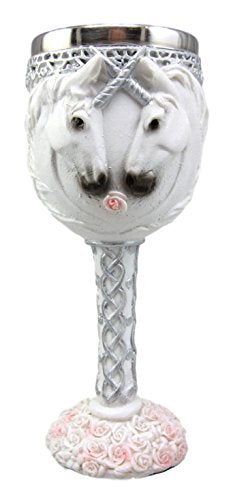 Ebros Of Purity Unicorn Bridal Pair Wine Drink Goblet Chalice Cup 7.25"H