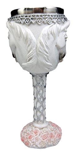 Ebros Of Purity Unicorn Bridal Pair Wine Drink Goblet Chalice Cup 7.25"H