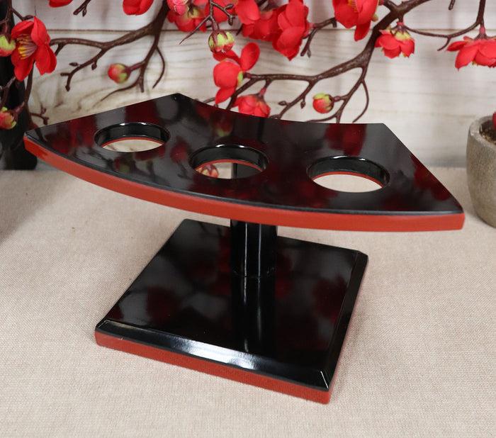 Ebros Pack Of 6 Japanese Temaki Sushi Roll Holder With 3 Holes Stand Lacquered Plastic