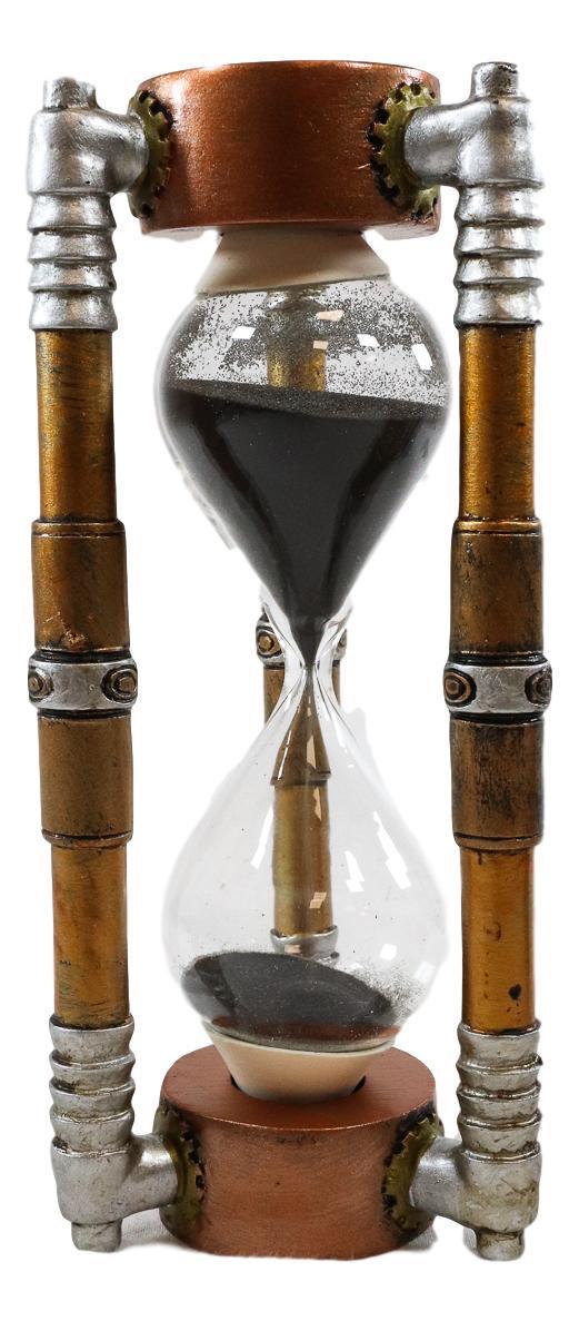 Ebros Past Present & Future Steampunk Gearwork Sandtimer Black Sand Sculpture