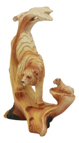 Ebros Prowling Bengal Tiger Statue 7"Tall Faux Wood Resin Tiger Family In Jungle Wildlife Scene Figurine