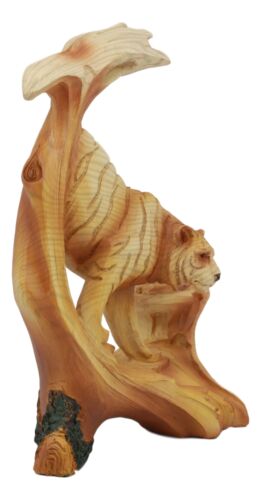 Ebros Prowling Bengal Tiger Statue 7"Tall Faux Wood Resin Tiger Family In Jungle Wildlife Scene Figurine