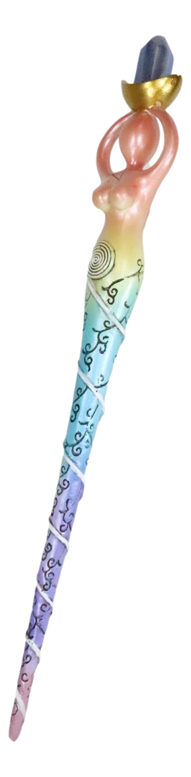 Ebros Rainbow Chakra Zone Yoga Spiral Goddess Magic Wand Cosplay Prop 14"L