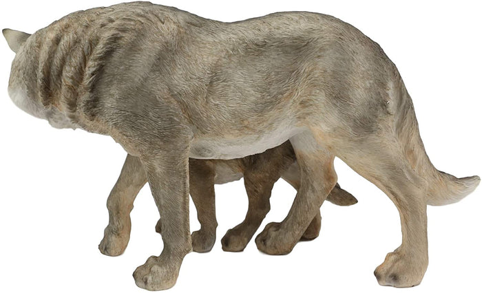 Ebros Realistic Large Gray Wolves Family Strolling Side By Side Statue 10.25" L