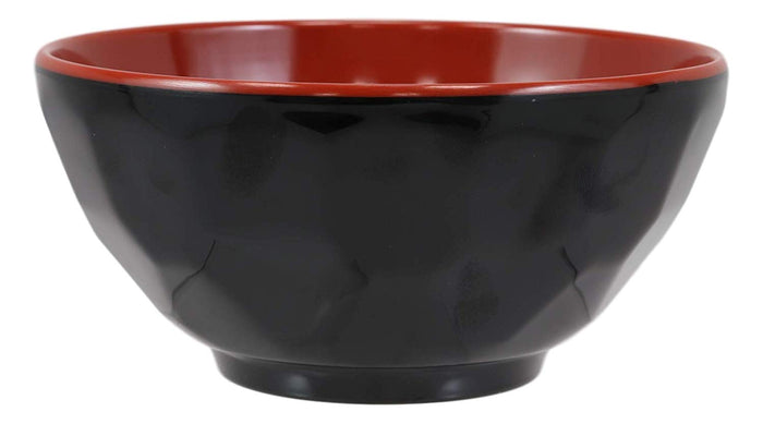 Ebros Ridged Red And Black Melamine 8 Oz Rice Miso Appetizer Soup Bowl Pack Of 6