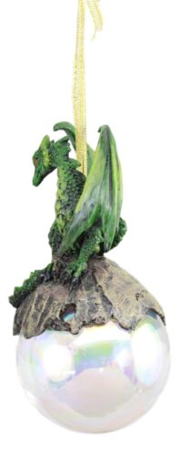 Ebros Ruth Thompson Lord Of The Forest Dragon Perching On Glass Ball 5" H Ornament Figurine