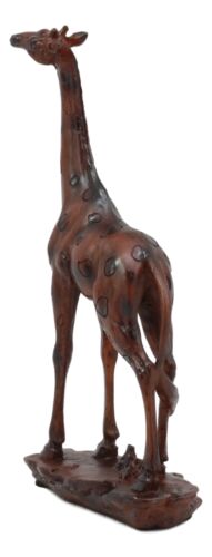Ebros Safari Long Necked Giraffe Statue 8.25"Tall Faux Mahogany Wood Resin Animal Figurine