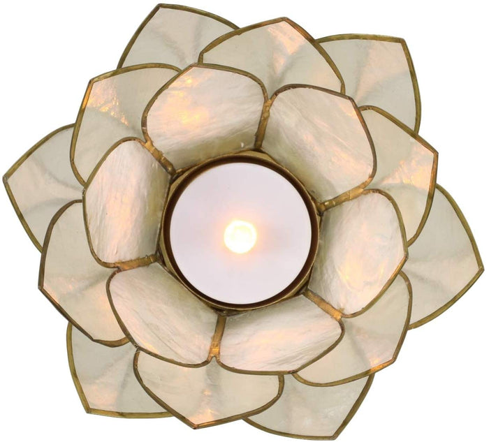 Ebros Seashells Lotus Flower Votive Tea Light Candle Holder (Set Of 3)