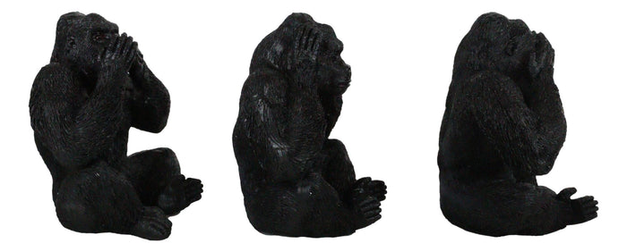 Ebros See Hear Speak No Evil Silverback Gorillas Figurine 3" Height Set Of 3