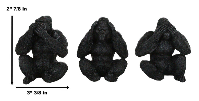 Ebros See Hear Speak No Evil Silverback Gorillas Figurine 3" Height Set Of 3